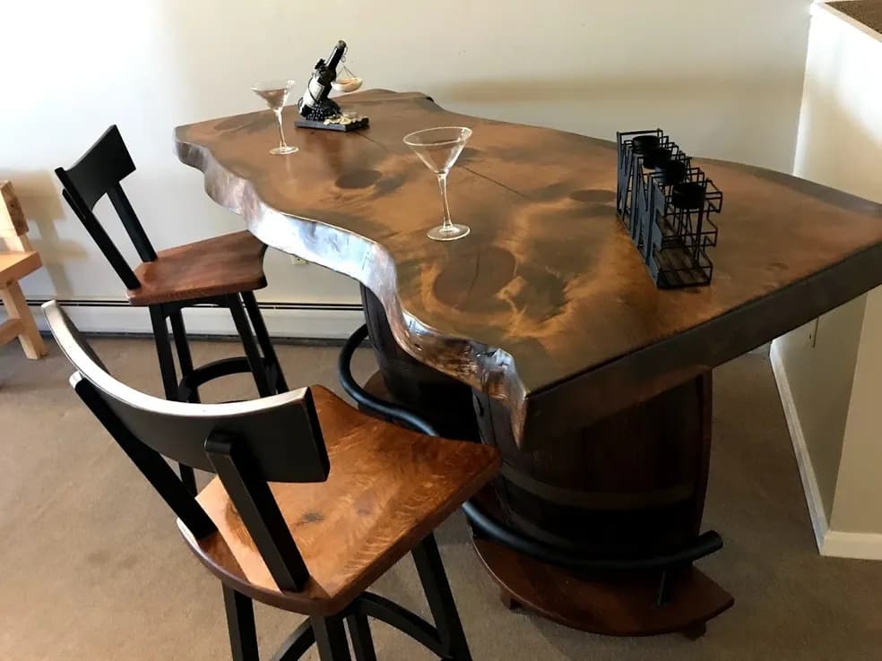 Custom live edge bar top