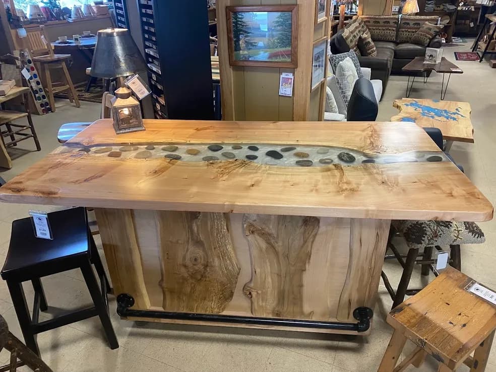Standalone home bar with wood top