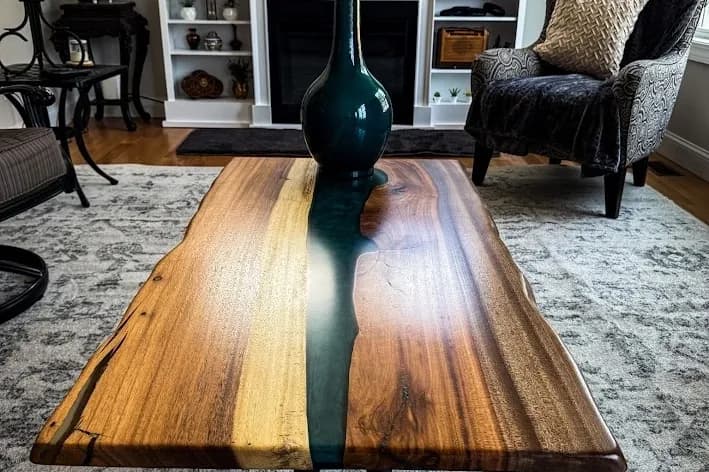 Custom coffee table with natural finish