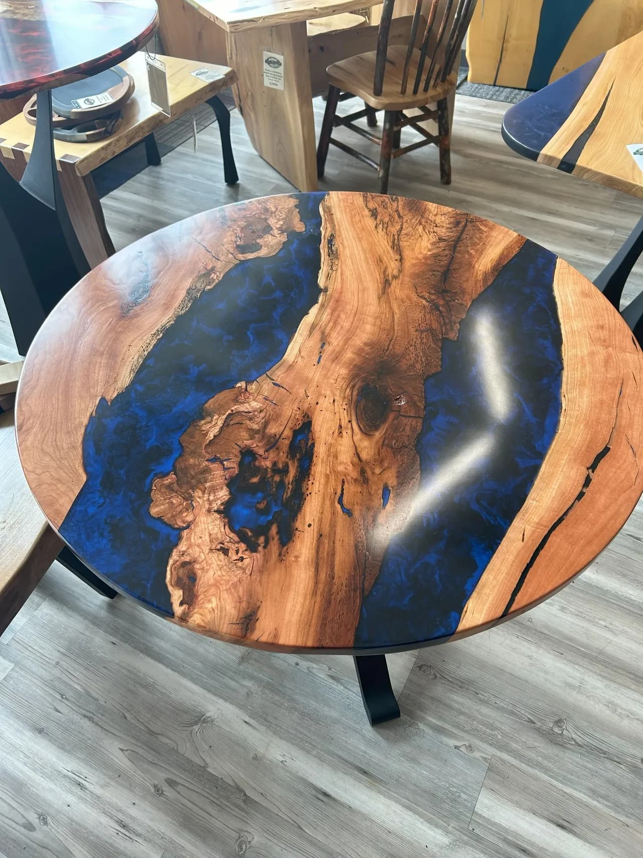 Custom coffee table with steel base