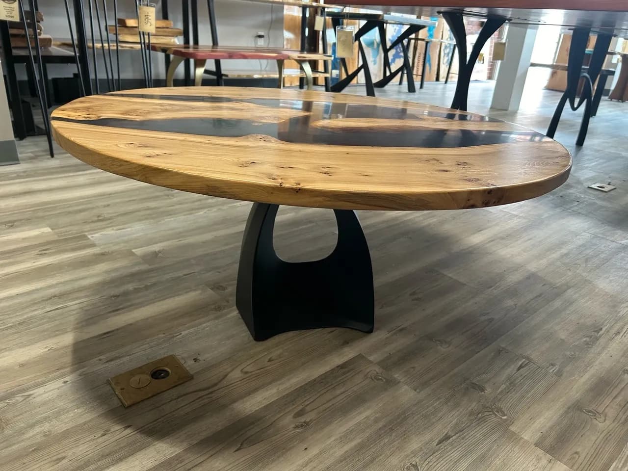 Custom coffee table — natural wood slab