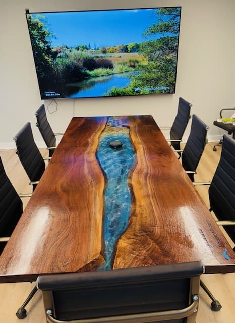Conference table with live edge