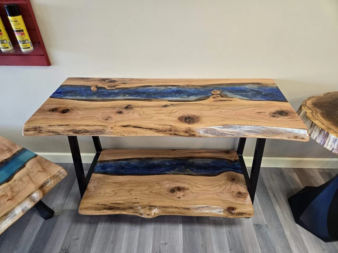 Custom console table with natural grain