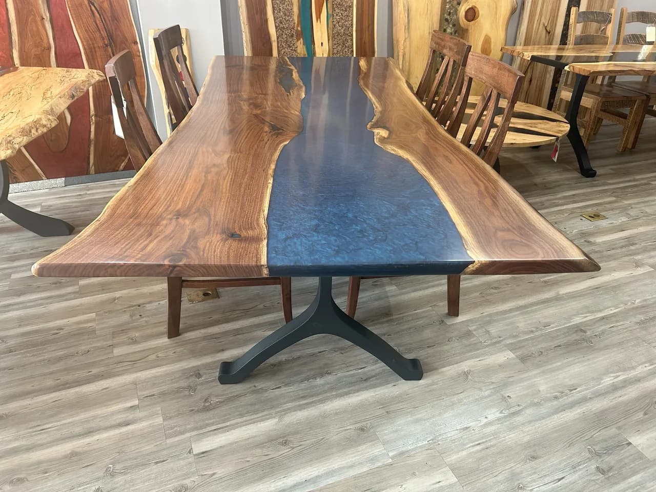 Live edge dining table in walnut