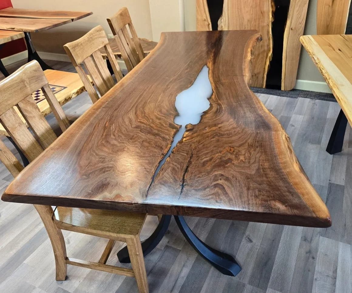Custom dining table with natural finish