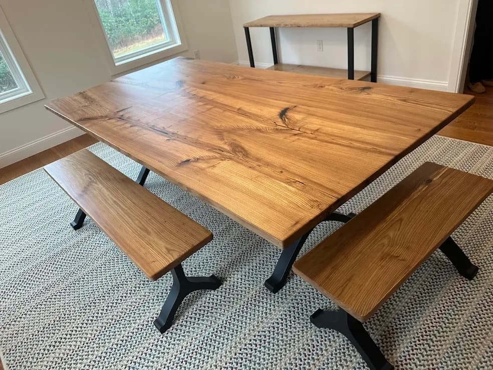 Walnut dining table with natural grain