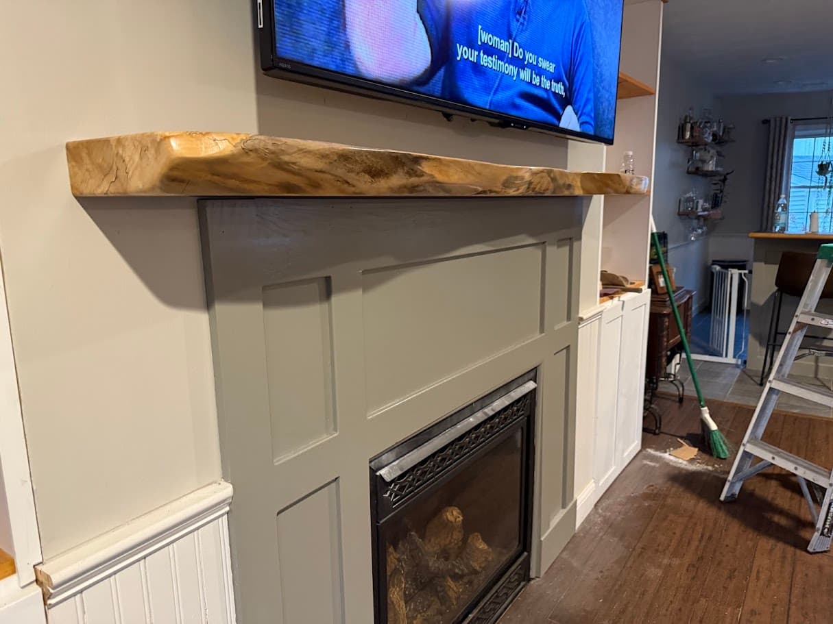 Custom wood fireplace mantel