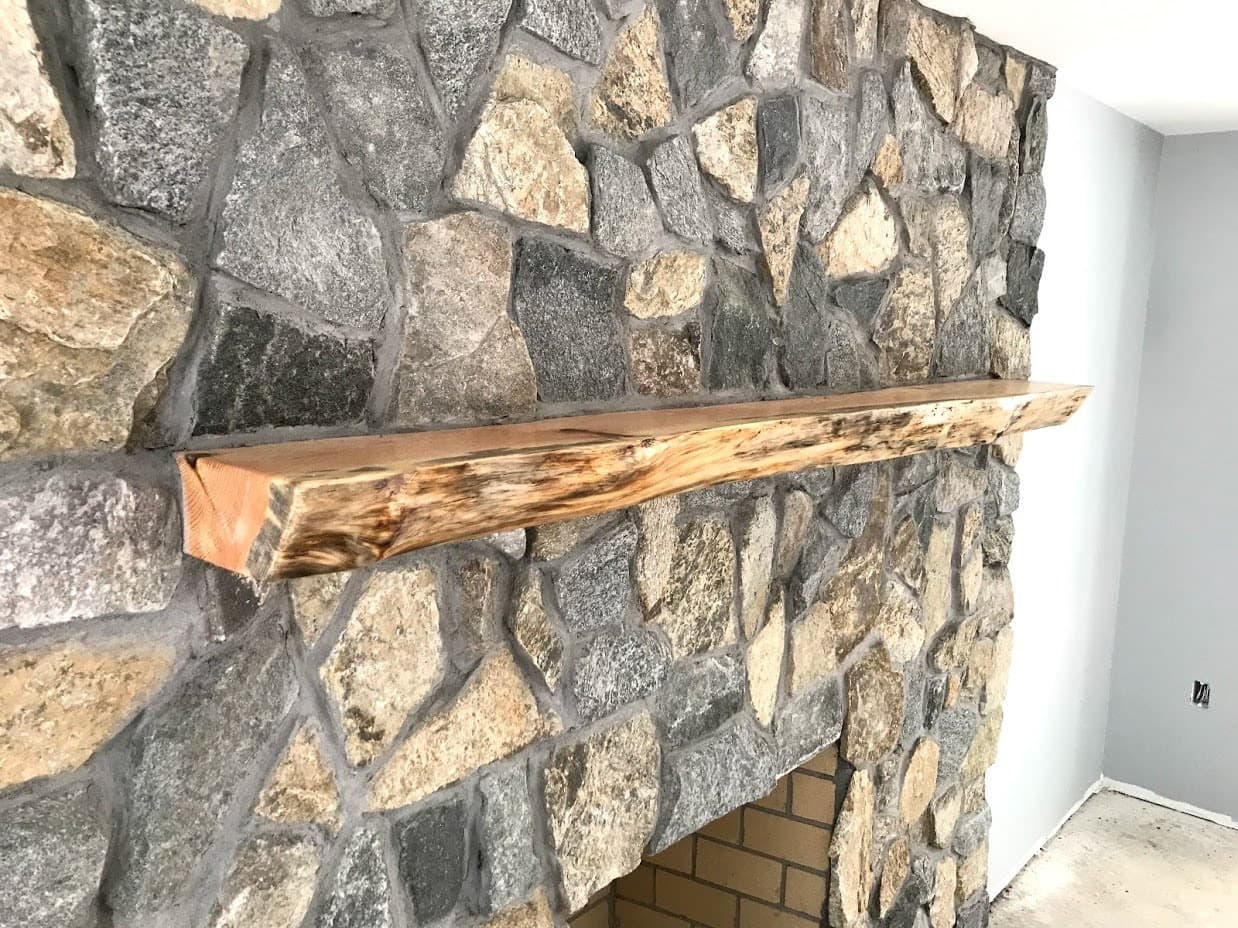 Custom wood mantel slab